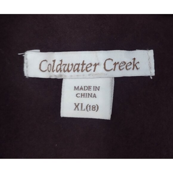 Coldwater Creek Faux Suede Fur Lined Toggle Vest Size XL Faceted Preppy Brown - Picture 7 of 7